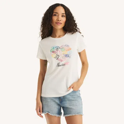 Nautica Womens Vacation Mode Graphic T-shirt In White