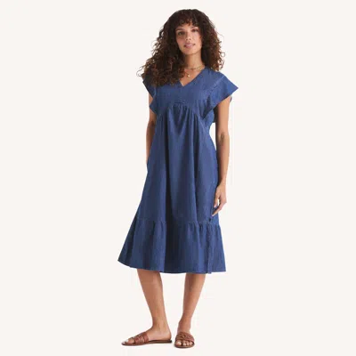 Nautica Womens V-neck Midi Dress In Blue
