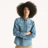 Nautica Womens Western Denim Shirt In Blue