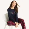 Nautica Womens Women's Family Plaid Pajama Set In Blue