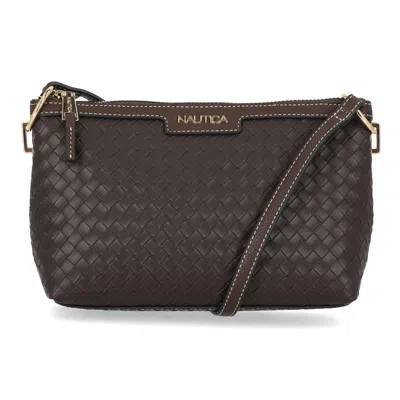 Nautica Womens Woven Crossbody Bag In Brown