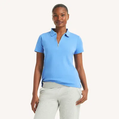 Nautica Womens Zip-up Polo In Blue