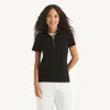 Nautica Womens Zip-up Polo In Black