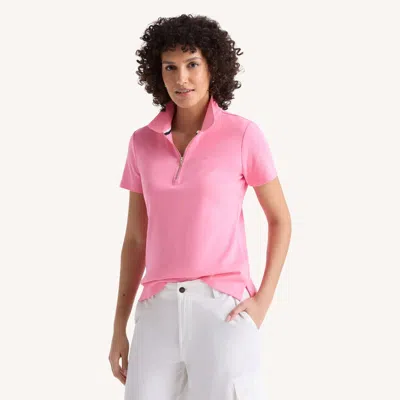 Nautica Womens Zip-up Polo In Pink