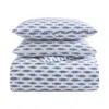 Nautica Woodblock Fish Blue King Duvet Cover Set