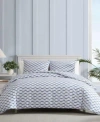 Nautica Woodblock Fish Percale Duvet Cover Set In Blue