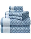 Nautica Zane Chevron Cotton Terry 6 Piece Towel Set In Blue