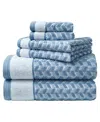 Nautica Zane Chevron Cotton Terry 6 Piece Towel Set In Blue