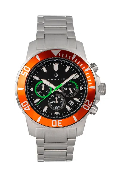 Nautis Dive Chrono 500 Chronograph Bracelet Watch In Black / Orange