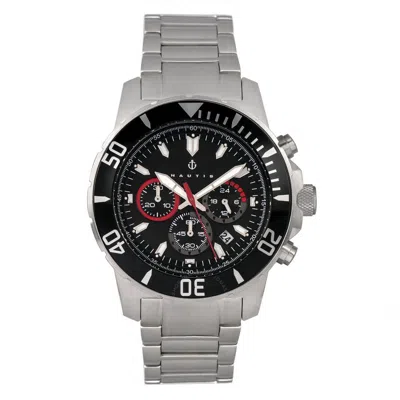Nautis Dive Chrono 500 Chronograph Quartz Black Dial Men's Watch 17065-b In Silver Tone/black