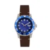 Nautis Dive Pro 200 Leather-band Watch With Date In Blue