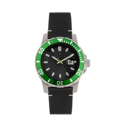 Nautis Dive Pro 200 Leather-band Watch With Date In Green