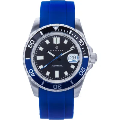 Nautis Interceptor Box Set With Interchangable Bands And Date Display In Navy