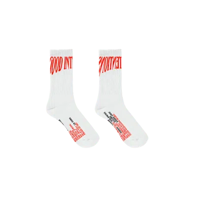 Pre-owned Nav Men's  X Vlone Good Intentions Socks In White