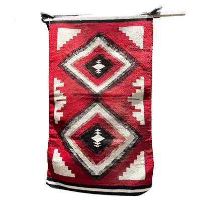 Pre-owned Navajo Indian Art Style Of Navajo American Indian Rug Wall Hanging Tapestry Art In Red