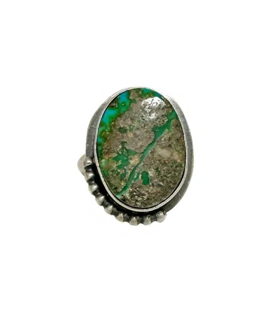 Navajo Ranch Women's Amelia Sonoran Gold Ring In Turquoise In Blue