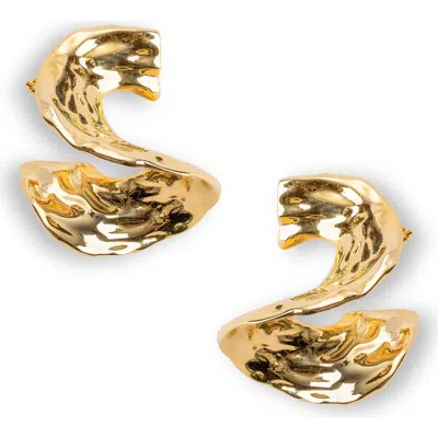 Naveda Mira Hammered Earrings In Gold