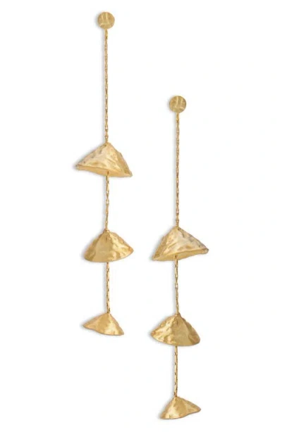 Naveda Rani Hammered Linear Drop Earrings In Gold