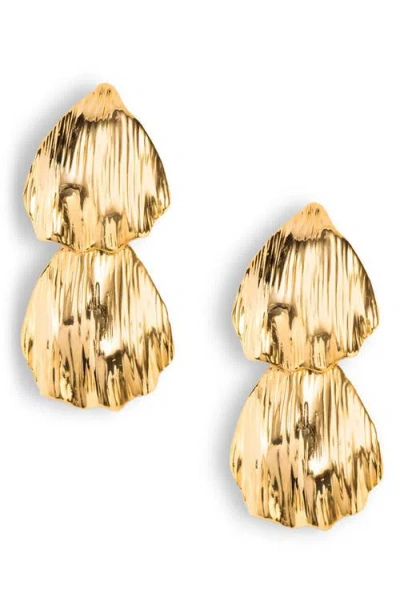Naveda Zaria 16k Gold Plated Double Drop Earrings In Purple