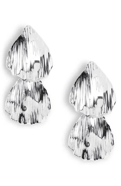 Naveda Zaria 16k Gold Plated Double Drop Earrings In White