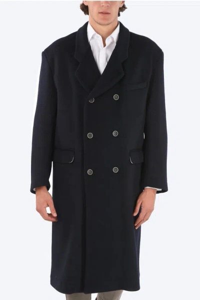 Naviglio Double Breasted Chesterfield Coat In Black