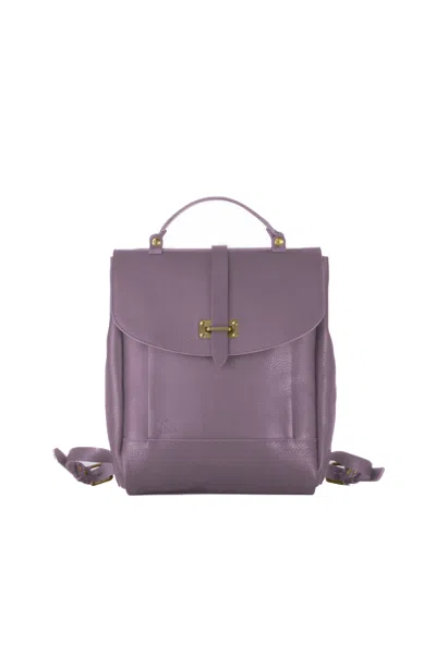 Navvy Men's Grey / Pink / Purple Culloden - Lilac Leather Backpack In Grey/pink/purple