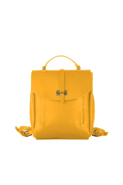 Navvy Men's Yellow / Orange Culloden - Brick Yellow Leather Backpack In Yellow/orange