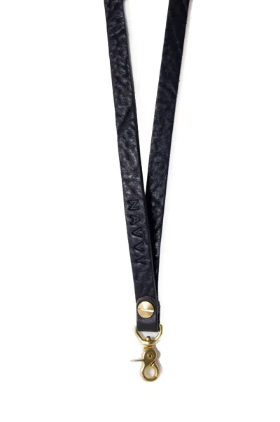 Navvy Weaver - Soot Black Leather Lanyard