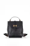 Navvy Women's Oldbury - Soot Black Leather Backpack In Black