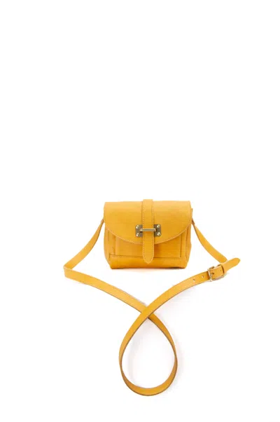 Navvy Women's Yellow / Orange Chirk - Brick Yellow Leather Crossbody Bag In Yellow/orange