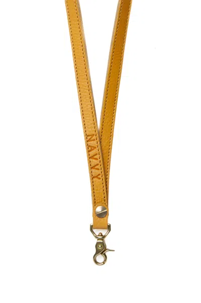 Navvy Yellow / Orange Weaver - Brick Yellow Leather Lanyard In Yellow/orange