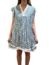 Navybleu Eden Mini Dress In Palm Blue And Green In Multi