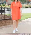 Navybleu Harbor Scallop Dress In Poppy In Red
