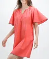 Navybleu Harbor Scallop Dress In Poppy In Red