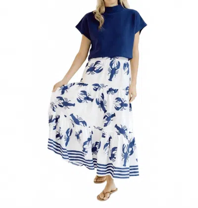 Navybleu Lobster Midi Skirt In Navy White In Blue