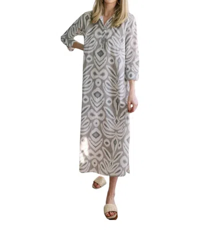 Navybleu Sara Ikat Long Tunic Dress In Neutral In Multi