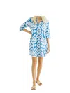 Navybleu Sara Ikat Short Tunic Dress In Blue In Blue