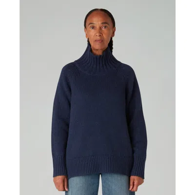 Navygrey The Authentic Funnel Sweater In Navy Marl