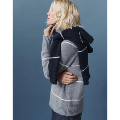 Navygrey The Authentic Funnel Sweater In Storm Grey/undyed Ecru