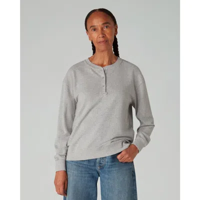Navygrey The Loopback / Henley Sweater In Slate Grey
