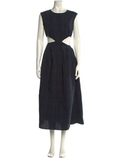 Pre-owned Naya Rea Crew Neck Long Dress In Blue