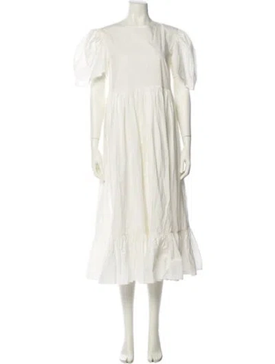 Pre-owned Naya Rea Crew Neck Midi Length Dress In Neutral