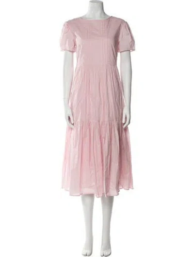 Pre-owned Naya Rea Crew Neck Midi Length Dress In Pink