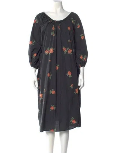 Pre-owned Naya Rea Floral Print Knee-length Dress In Grey