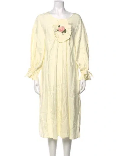 Pre-owned Naya Rea Floral Print Long Dress W/ Tags In Yellow