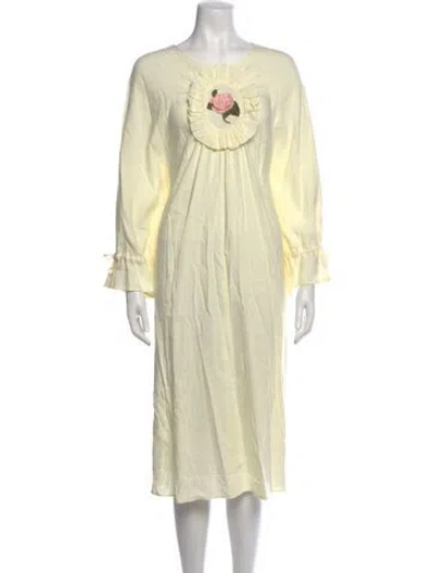 Pre-owned Naya Rea Floral Print Midi Length Dress In Yellow