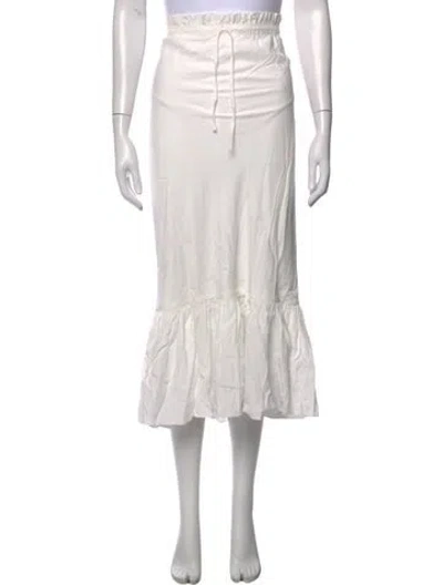 Pre-owned Naya Rea Midi Length Skirt In White