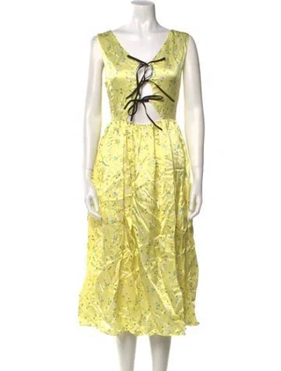 Pre-owned Naya Rea Silk Midi Length Dress W/ Tags In Yellow