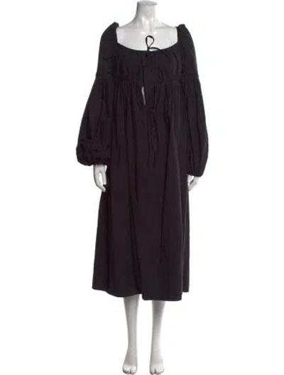 Pre-owned Naya Rea Square Neckline Midi Length Dress In Black