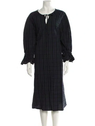 Pre-owned Naya Rea V-neck Midi Length Dress W/ Tags In Blue